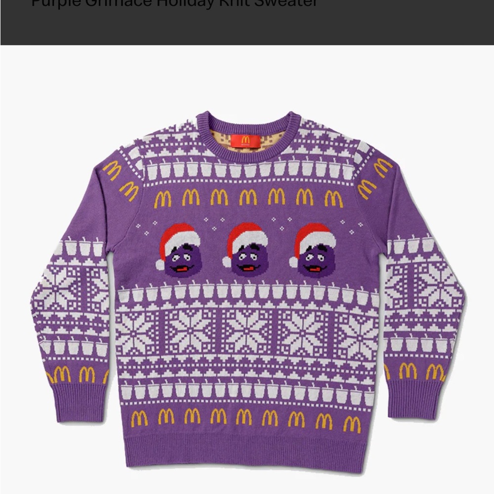 New McDonald’s Grimmace Ugly Sweater L 2024